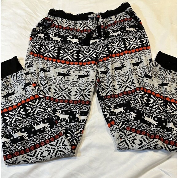 NO BOUNDARIES Reindeer Fairisle Black Ankle Leggings Sz Medium M(7-9) - Picture 2 of 4